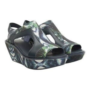 Camper Damas Green Navy Tropical Wedge Platform Sandals Women’s EU 38 US 7.5